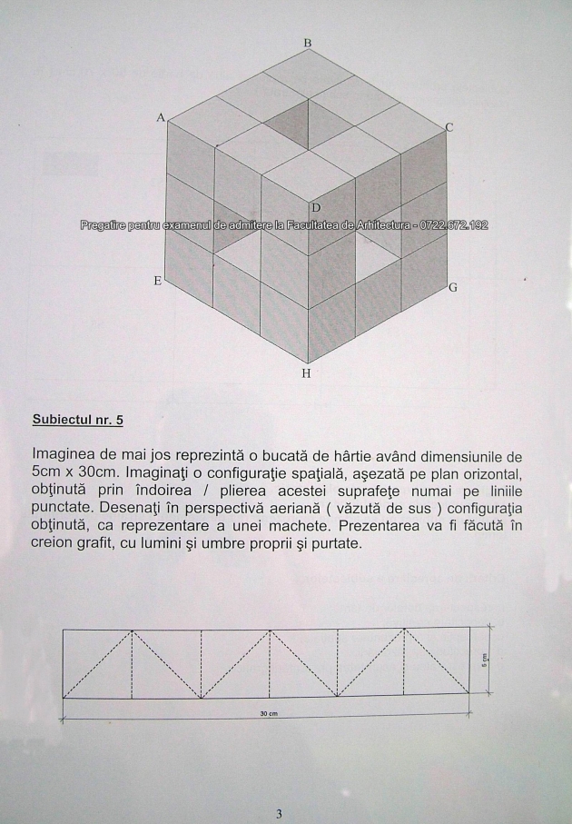 Subiecte examen de admitere Facultatea de Arhitectura - UAUIM (Ion Mincu) - 2014 - 03