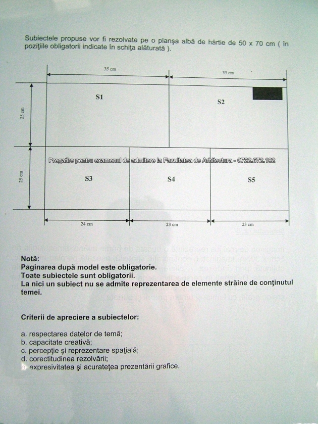 Subiecte examen de admitere Facultatea de Arhitectura - UAUIM (Ion Mincu) - 2014 - 04